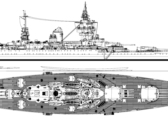 Корабль NMF Dunkerque [Battleship] (1940) - чертежи, габариты, рисунки